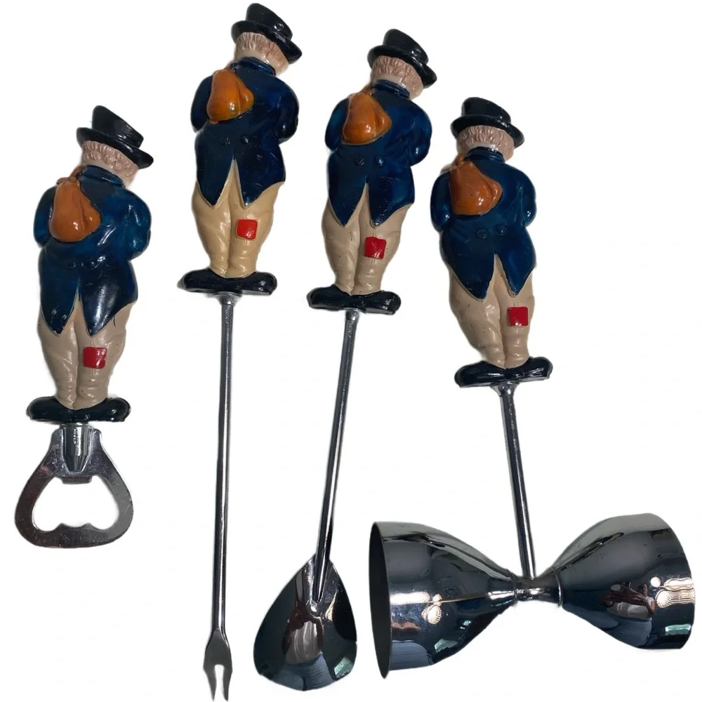 Vintage Shields Fifth Avenue Bum Hobo 4pc Bar Cocktail‎ Set Barware